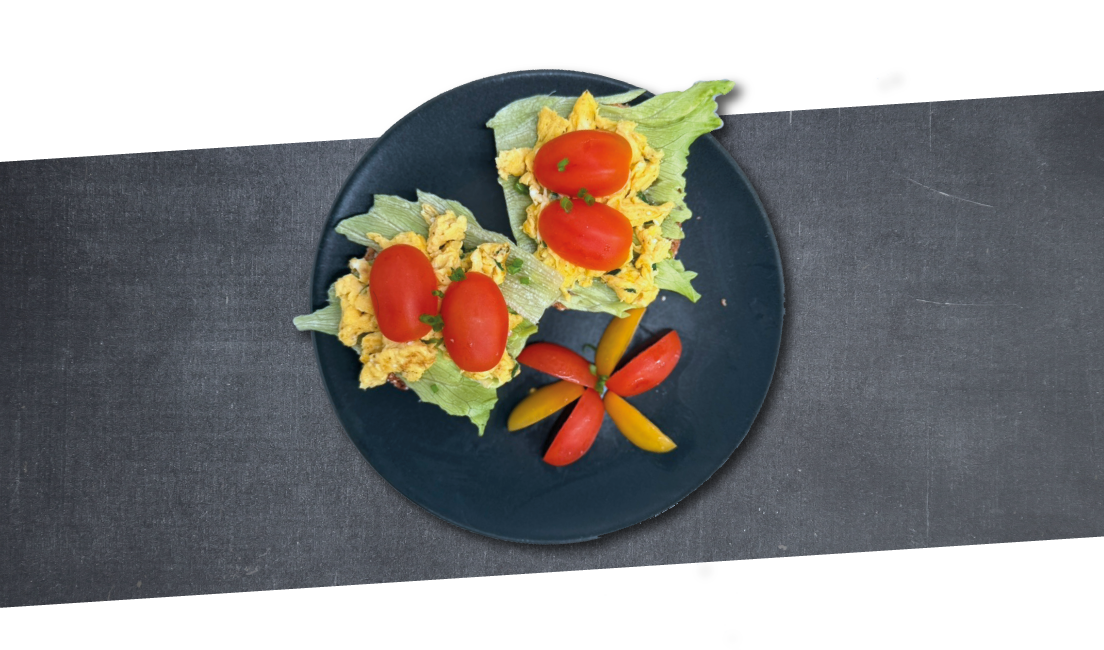 Dinkelvollkornbrötchen mit Rührei